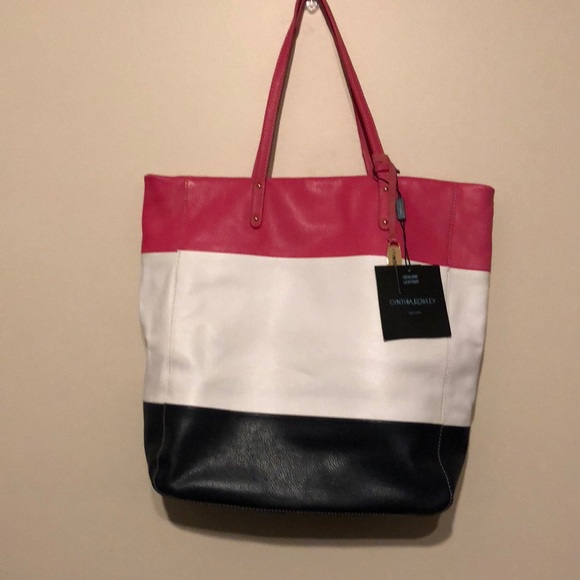 Cynthia Rowley Stripe Genuine Leather Tote - Picture 1 of 3